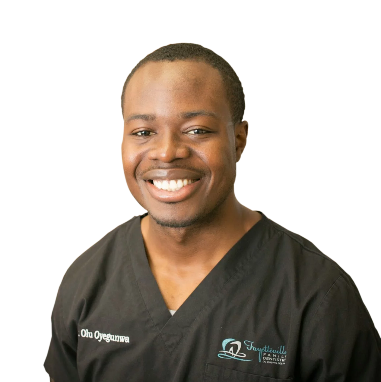 Headshot of Dr. Olu Oyegunwa, with O2 Dentistry of Fayetteville as a happy Firegang dental marketing company client