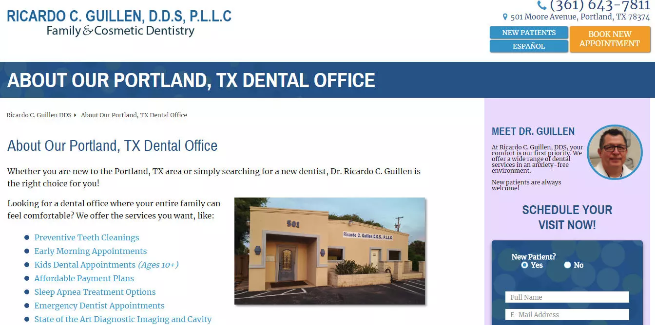 screenshot of Dr. Ricardo Guillen's website designed by Firegang Dental Marketing