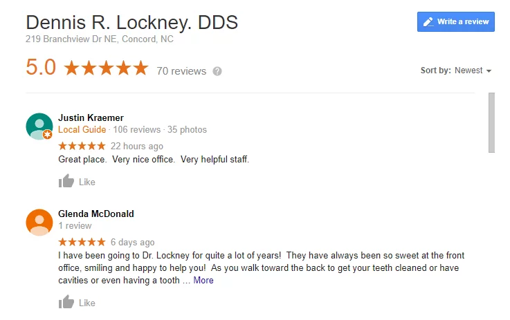 Dennis R. Lockney 5 star Google review Screenshot